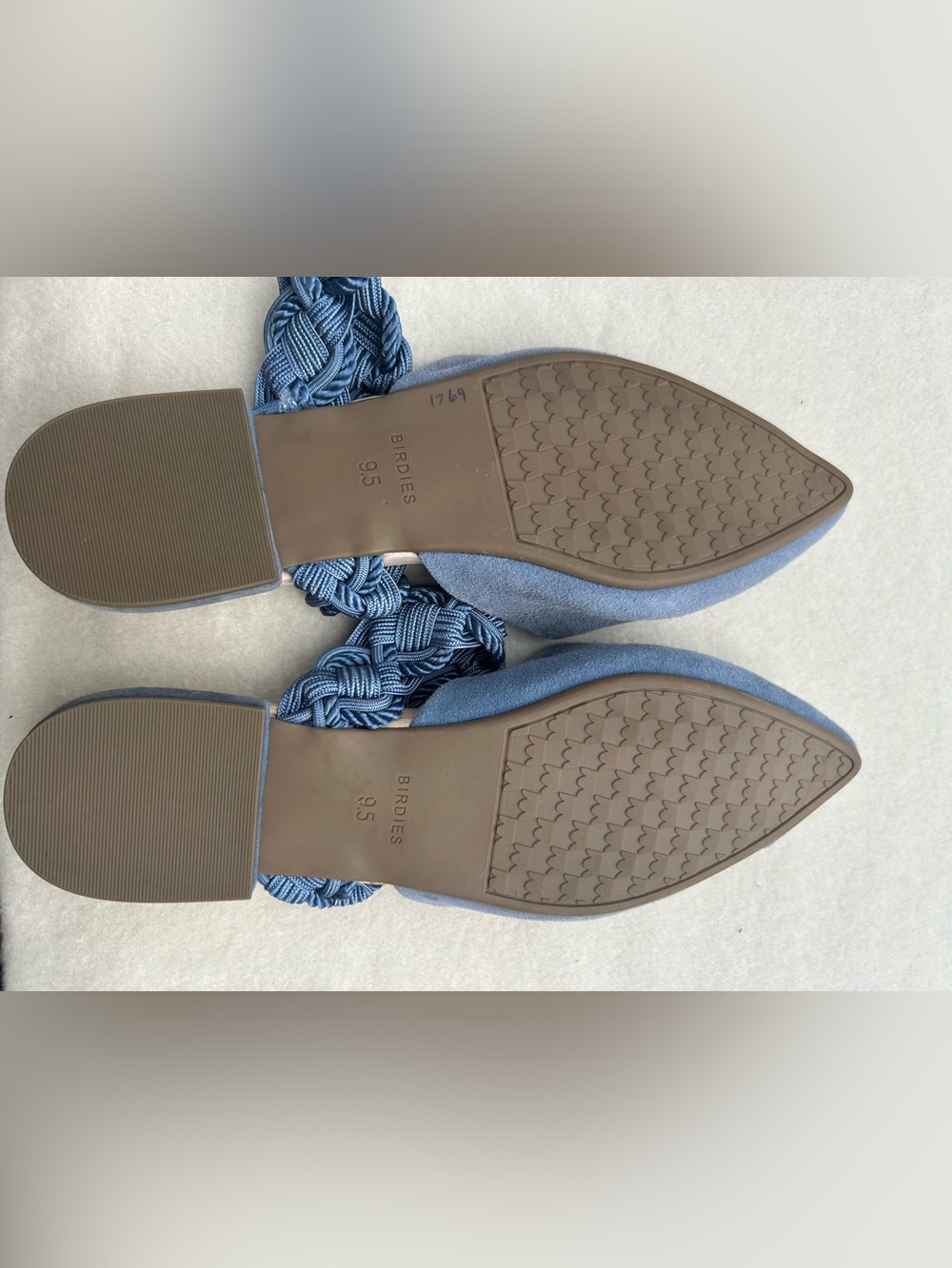 Birdies Swan Bracelet Mule in Denim Blue Suede Slip On Sandal Size 9.5 - Picture 8 of 10